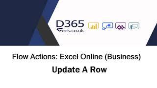 Excel Online (Business) Actions: Update A Row