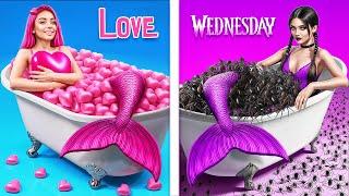 Love from Inside Out 3 vs Wednesday Addams! Turning Into a Mermaid Challenge!