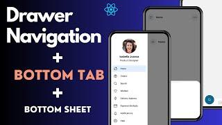 Navigation Drawer + Bottom Navigation + Bottom Sheet Dialog in React Native | All in one app