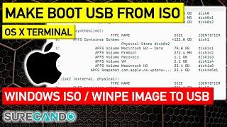 How to make a bootable USB from Windows ISO on a Mac OSX MacBook WinPE Windows 11 10 8 7 Terminal