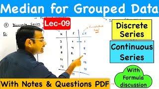 Median for Discrete & Continuous series ...Central Tendency Lec-9 (CA Foundation)