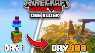 I Survived 100 Days In ONE BLOCK SKYBLOCK in Minecraft Hardcore!!