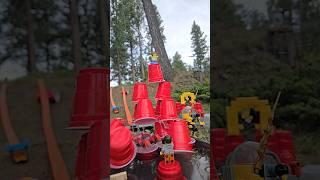 It took out the cameraman!!! #slowmotion #hotwheels #cuptower  #Lego #water