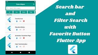 Search bar and Filter Search with Favorite Button Flutter App