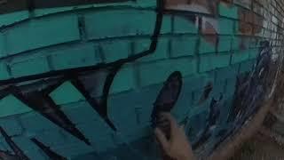 Fast graffiti piece RAW/Весь процесс рисования простого граффити/ Sate