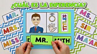 Diferencia entre Mr. Mrs. Ms. Miss Sir Ma'am en Inglés y Saludos Básicos | Inglés para Principiantes