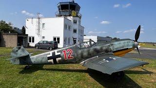 Messerschmitt Bf-109 E-4 D-FEML 19. August 2024 in detail full departure and landing Bonn Hangelar