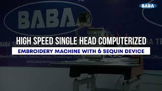 BABA Single Head Embroidery Machine with 6 Sequin Device