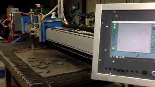 Techserv HS4000 fitted with a Hypertherm MaxPro200 plasma pack cutting 16mm bolt holes in 15mm plate