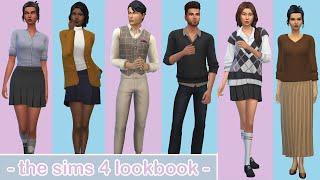 THE SIMS 4 LOOKBOOK (CAS)  60+ OUTFITS  NO CC! (DARK ACADEMIA INSPIRED)