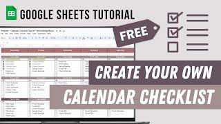 Calendar Checklist Tutorial - How to make a  Calendar To-Do List FREE Google Sheets Template