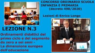 Ordinamenti didattici del primo ciclo e del segmento da zero a sei anni - LEZIONE N. 3