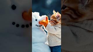 A snow fight between rizzler cats!