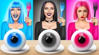 Tantangan Makanan Pink VS Biru VS Hitam | Perang Lezat Makanan Satu Warna 24 Jam oleh RATATA POWER