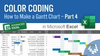 Make a Gantt Chart in Excel - Part 4: Color Coding