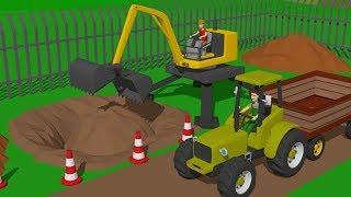 Excavator and Cyclop Loader and Tractor with Trailer | Street and agricultural vehicles for Kids