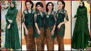 model kebaya dan gamis brokat modern special warna hijau botol modern abaya design 2024 trend busana