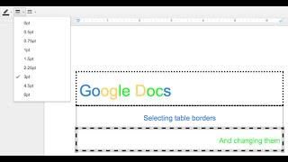 Google Docs - selecting and changing table borders