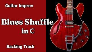 Blues Shuffle in C - Guitar Backing Track Jam - Medium Fast Tempo