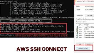 AWS EC2 | connect SSH on Windows 10 - Unprotected Private Key Error and Solution GUI (RU)