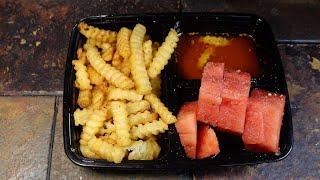 Crunchy Crinkle Fries With Hot Butter Sauce ASMR Eating Sounds