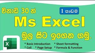 Ms Excel මුල සිට ඉගෙන ගමු - 1 පාඩම