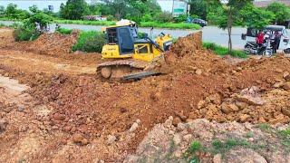 Wow Amazing Bulldozer SHANTUI Push Soil With DumpTruck 5Ton Unloading Soil Filling