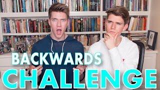 BACKWARDS WORD CHALLENGE Sibling Tag w/ Devan | Collins Key