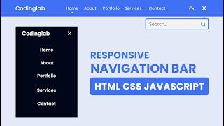 Responsive Navigation Bar with HTML CSS & JavaScript | Dark/Light Mode
