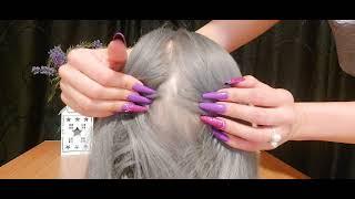 {ASMR} SUPER FAST Scalp check and Scratch with long purple nails.