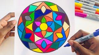 Satisfying Sharpie Art ASMR. Quick & Easy Mandala Coloring. Relaxing & Soothing Visual Triggers ️