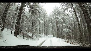 4K Driving Tour To TROODOS  Mountains From PAPHOS Villages SNOWING | April Snow | CYPRUS Travel