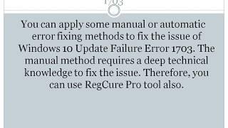 Fix Windows 10 Update Failure Error 1703