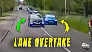 Driver on the Wrong Lane Overtakes Another