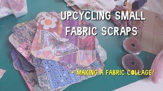 Upcycling small fabric scraps + making a fabric collage using organza! Zero waste textile project!