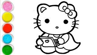 Hello Kitty with Laptop Drawing, Painting & Coloring For Kids and Toddlers_ Kids Art