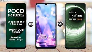POCO M6 Plus 5g vs VIVO Y28 5g vs VIVO T3x 5G || Full Comparison