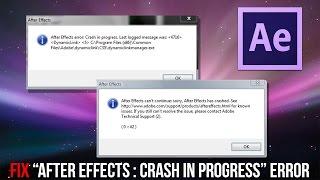 After Effects Crash In Progress ERROR FIX !!!!