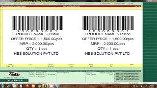 Barcode label printing in Tally