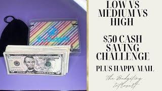 Low vs Medium vs High $50 Cash Saving Challenge! | Plus Happy Mail