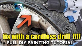 How to fix any kerb damage on any wheel rim with a cordless drill & how to paint it after!