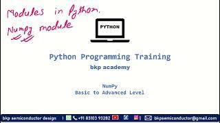 23 numpy module in Python training