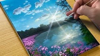 How to Paint Lake Scenery / Acrylic Painting for Beginners