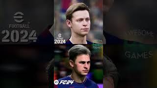 EA FC 24 vs eFootball 2024 - FC Barcelona Player Faces Comparison #shorts #lewandowski #joaofelix