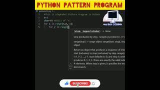 #python 49 To print alphabet pattern program in python programming | #shorts #coding #python