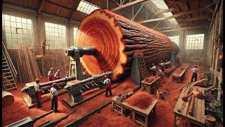 Amazing Wood Lathe | Carving Giant Rare Redwood Trees In State-of-the-Art Manufacturing Plant?