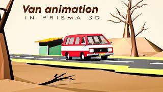 Prisma 3d Lowpoly van animation (Panda Pixels) #pandapixels #prisma3d #caranimation#blender