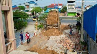 New Project, five cars to fill the land, clan the house 100% By Dump Truck 5Ton & Bulldozer Pushing