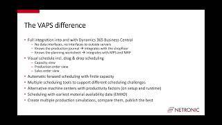 Introduction into the VAPS - Visual Advanced Production Scheduler for Dynamics 365 Business Central
