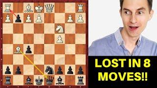 Chess Opening Trick: Master LOST IN 8 MOVES!!